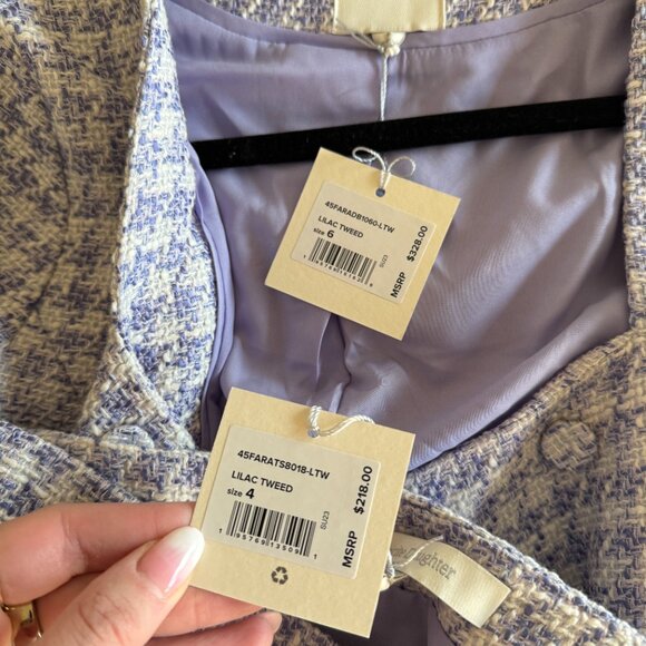 NWT Favorite Daughter Dasha Tweed Blazer Top And Skirt Coord Set In Lilac - Picture 4 of 13